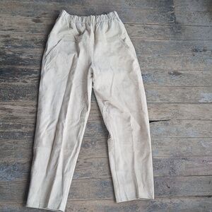 EUC Toffs Genuine Leather Tan Pull On Pants Size Small